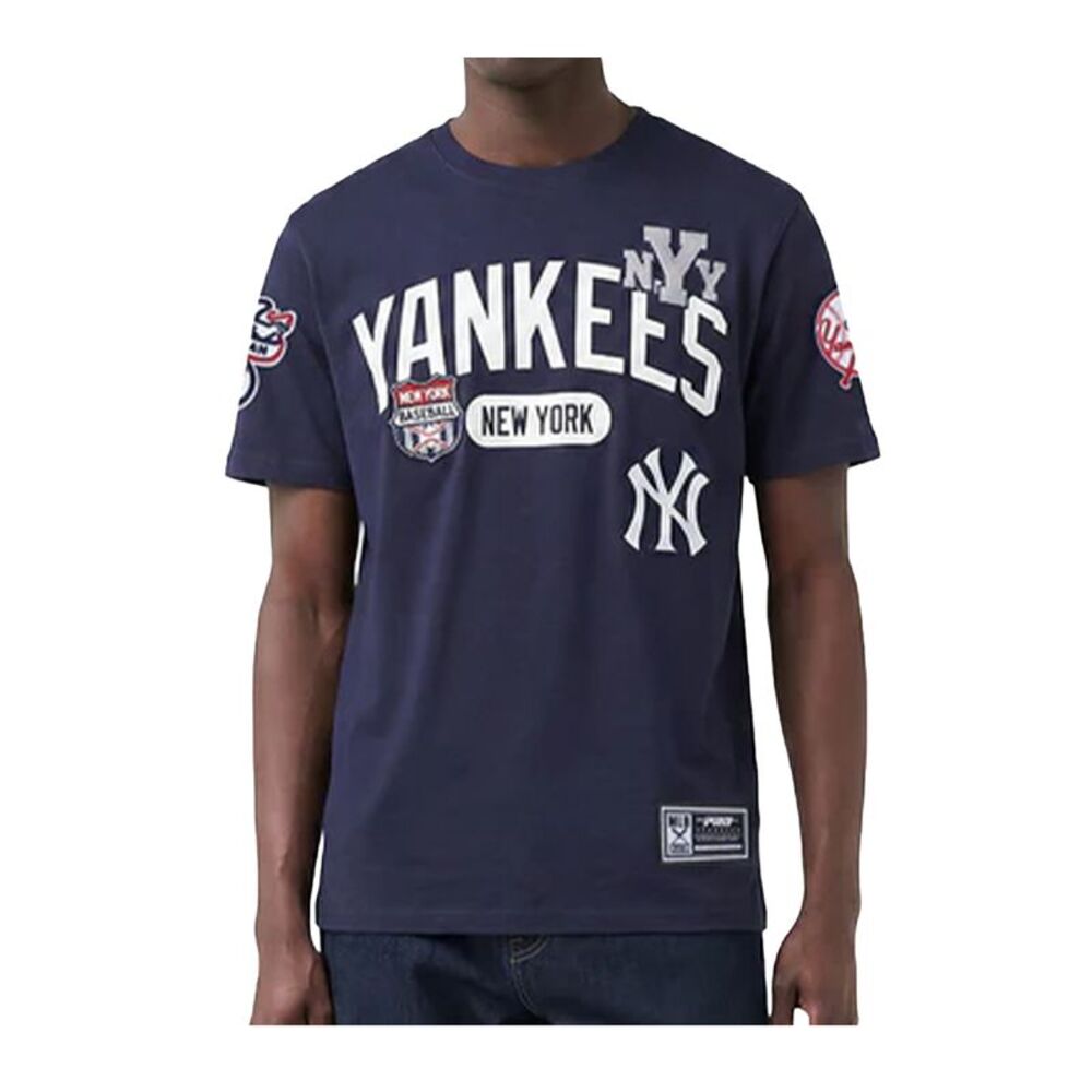Pro Standard New York Yankees MLB Crew Neck T-Shirt Letterman SJ Mens Navy